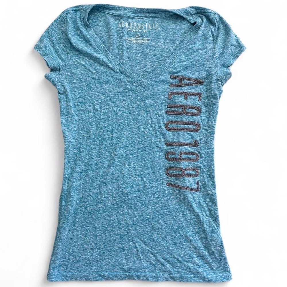 Vintage Aeropostale Heather Blue Graphic Tee